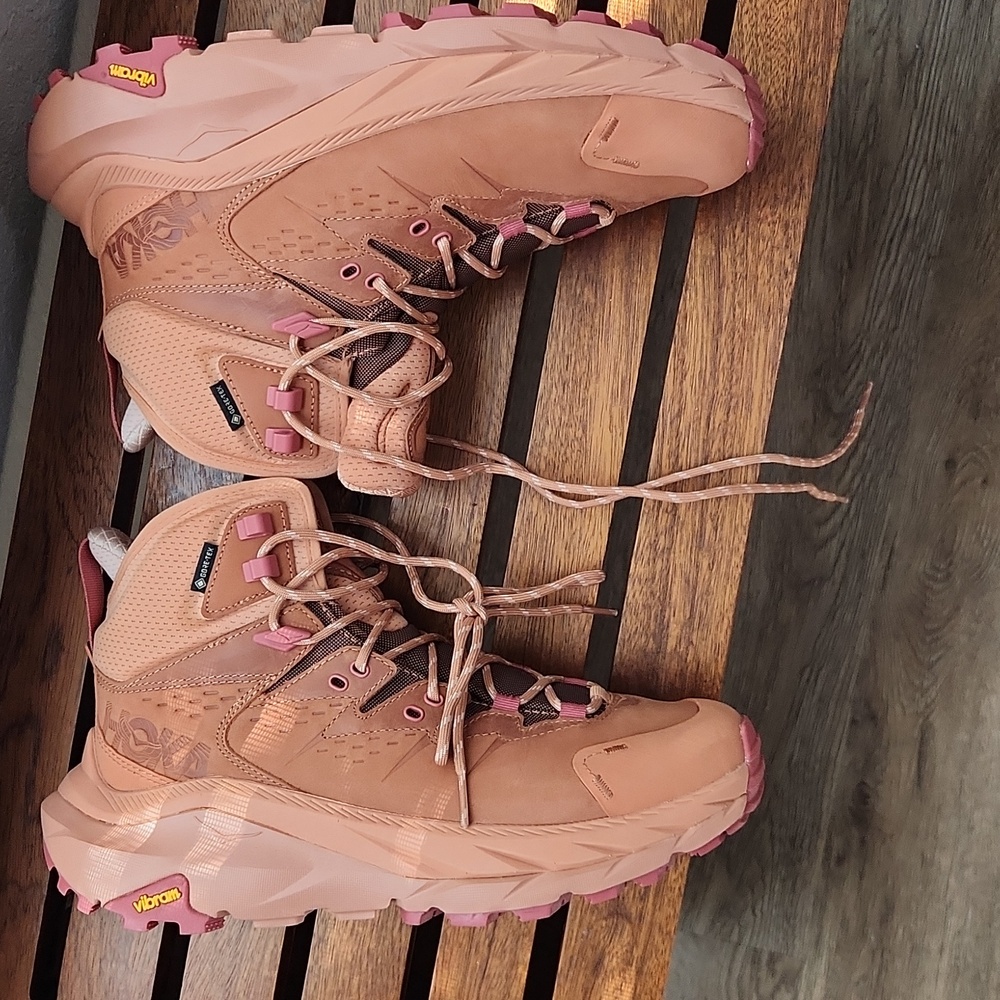 Hoka Women's Shoes in Peach and Pink